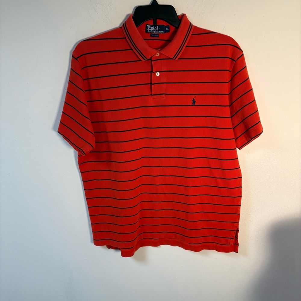 Polo by Ralph Lauren Men's Orange Striped Shirt Cotton XL